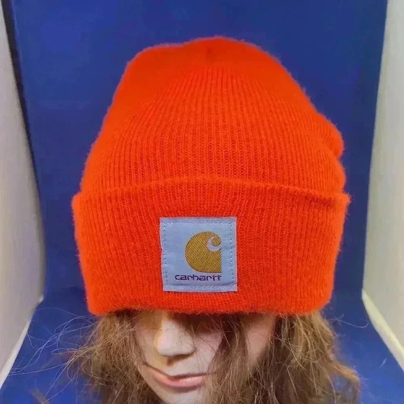 Carhartt Acrylic Knit Beanie Hat - Vibrant Orange - Picture 1 of 5
